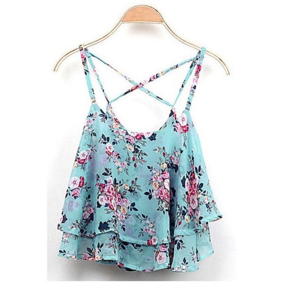 🎉HP🎉Blue Floral Top - Picture 4 of 6
